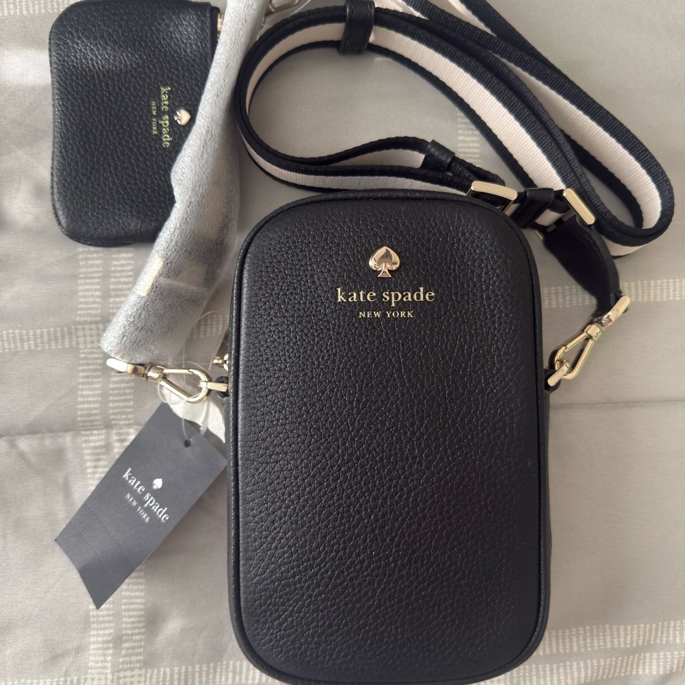 Kate Spade Black Crossbody Bag with Gold Accents